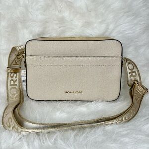Michael Kors Maeve Large Canvas and Metallic crossbody bag